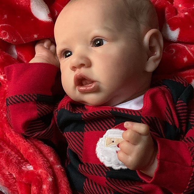 22 Zoll Reborn Puppe Mädchen mit offenen Augen und Weihnachtskleidung - Saskia