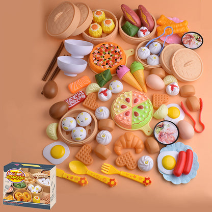 Simulación de la casa de juego infantil juguetes de cocina chino y comida occidental 84 piezas