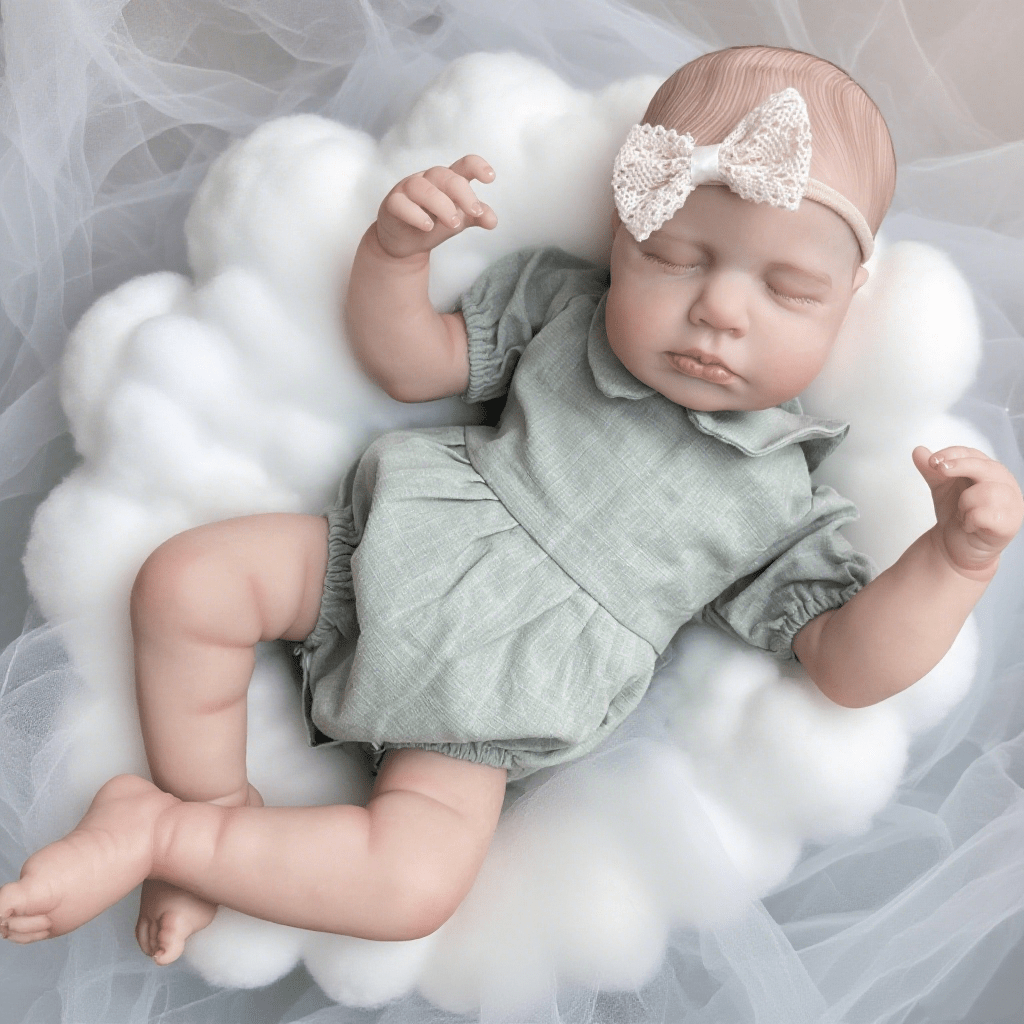 20 Zoll schlafende LouLou Reborn Puppe Mädchen in blauer Kleidung