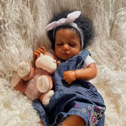 Zora 20 Zoll geschlossene Augen Afroamerikaner Reborn Puppen-Loulou