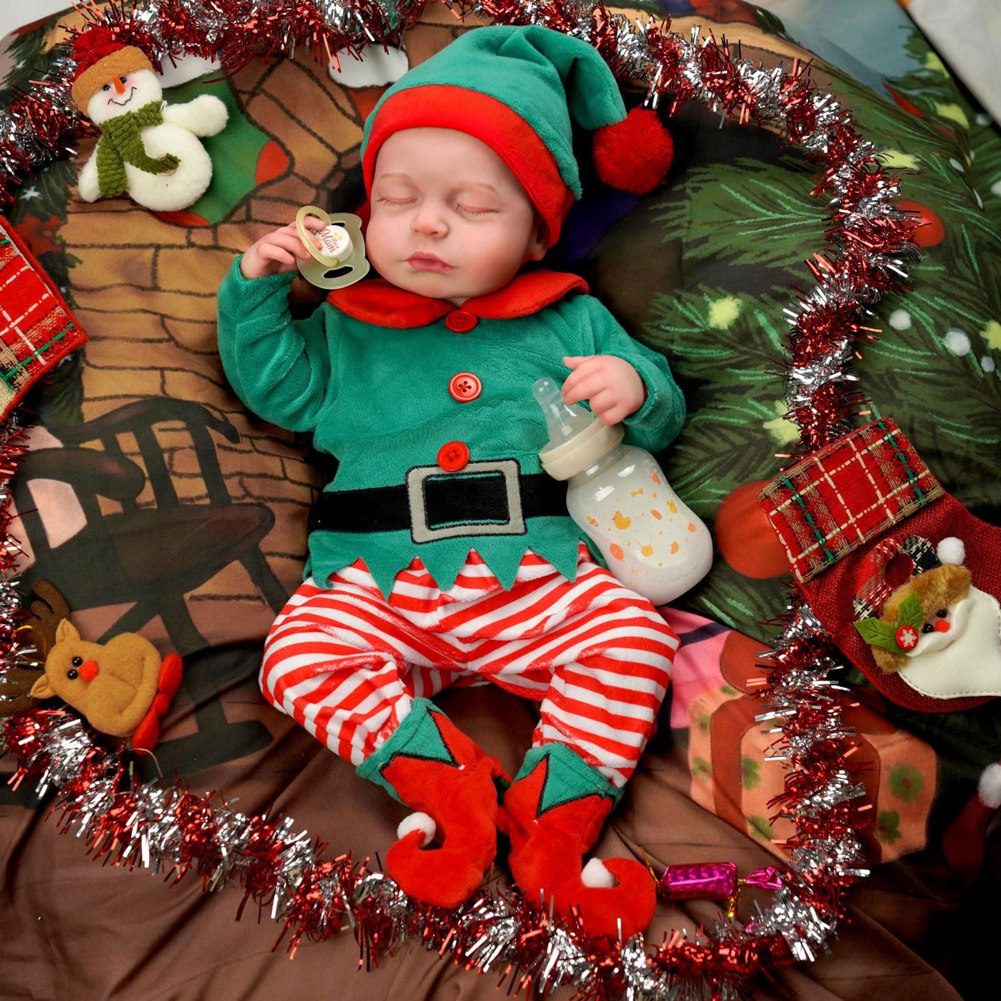 Weihnachtskostüm-20 Zoll Agnes Schlafen Reborn Puppe Mädchen-Loulou