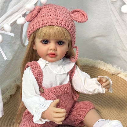 22 Zoll Reborn Puppen Mädchen Cheryl mit langen blonden Haaren