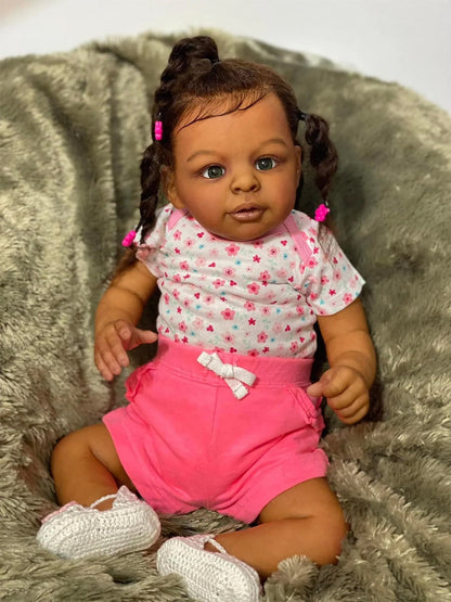 Renee 60 cm offene Augen dunkle Haut Reborn Puppe-Jaylan