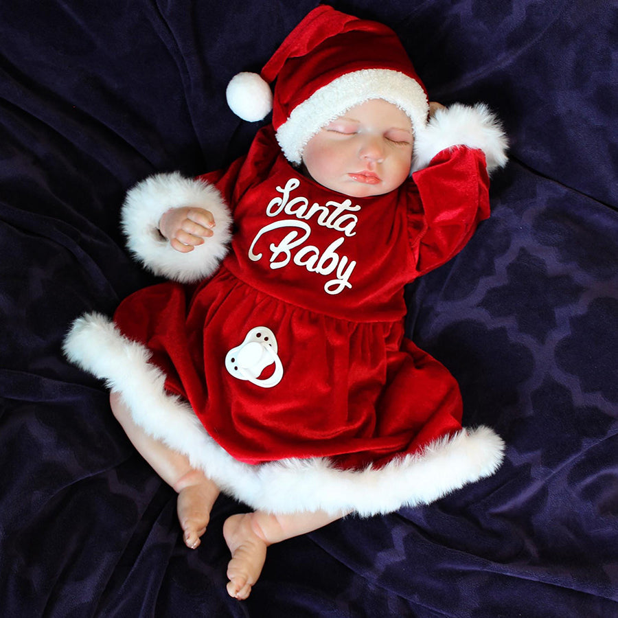 20 Zoll geschlossene Augen Loulou Reborn Puppe Mädchen im Weihnachtskleid