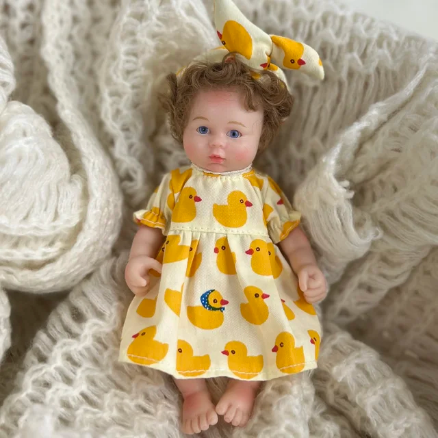 6 Zoll offene Augen kurzes Haar Mini Vollsilikon Reborn Puppe