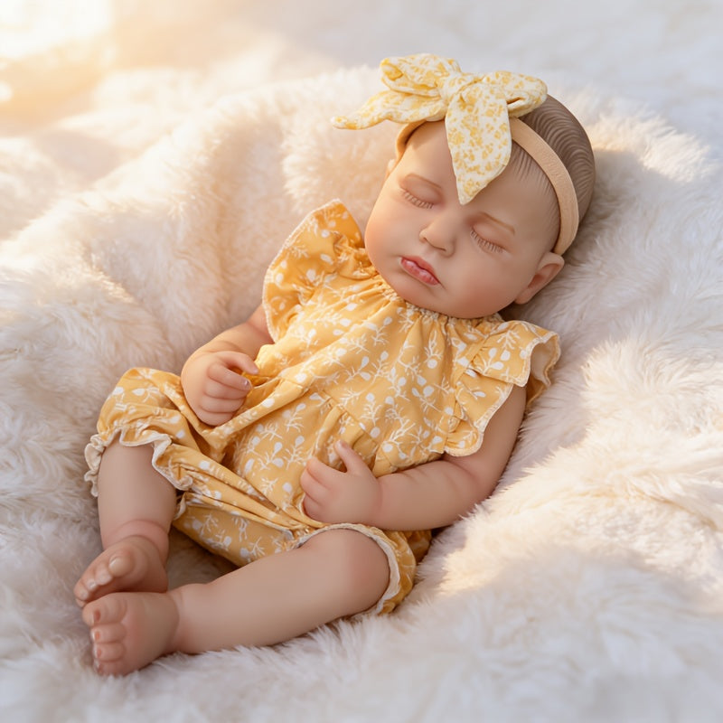 20 Zoll weiches Loulou Reborn Babypuppe Mädchen im Schlafanzug mit gelbem Blumenmuster