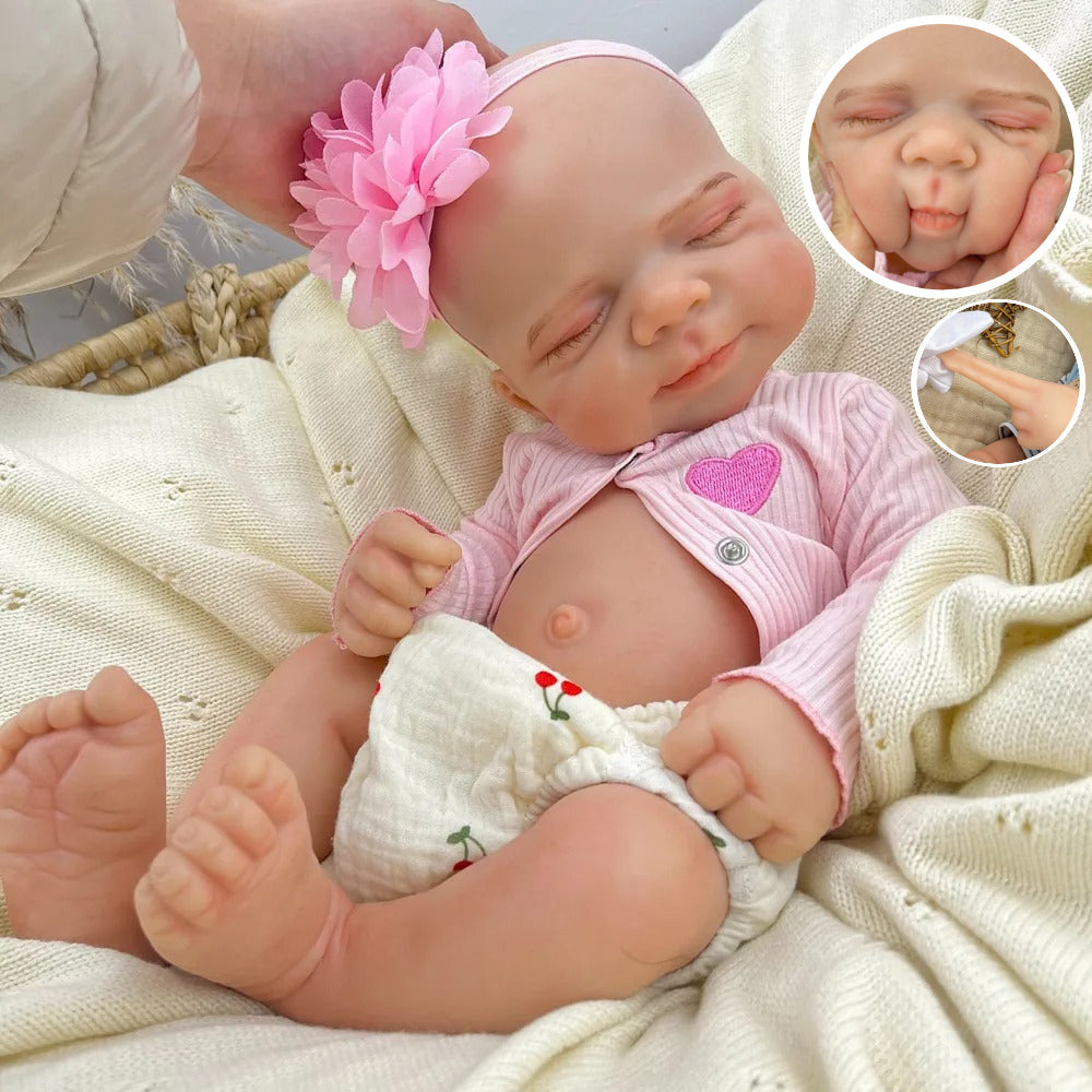 45 cm dehnbare Reborn-Puppe aus Vollsilikon schlafendes Pascale-Mädchen in rosa Outfits