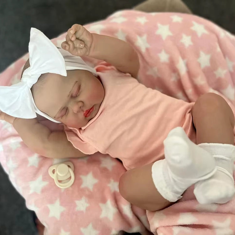 60 cm Pickle Reborn-Puppe mit geschlossenen Augen in rosa Kleidung