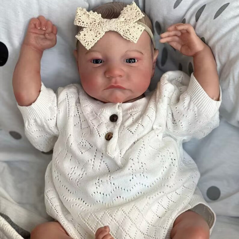 18 Zoll Reborn Puppen mit offenen Augen Jungen/Mädchen mit weißer Kleidung – Levi