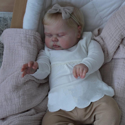 20 Zoll 3D-Reborn-Puppe mit blonden Haaren und geschlossenen Augen – Pickle