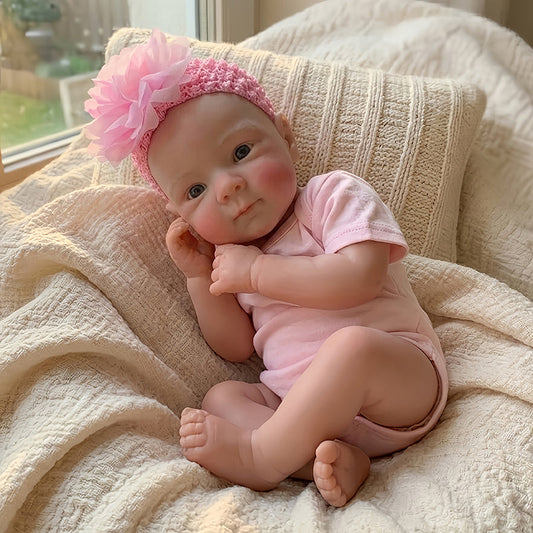 45cm (18 Zoll) realistisches Reborn Babypuppen Mädchen Bettie aus Vollsilikon im rosa Body