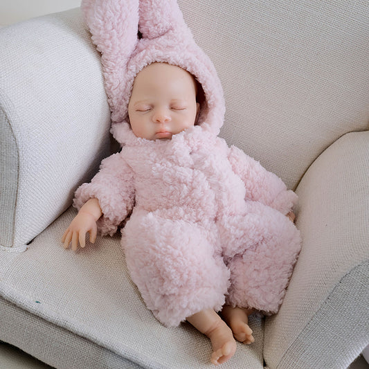 30 cm lebensechtes Silikon Reborn Baby Mädchen Luna im rosa Plüschbody
