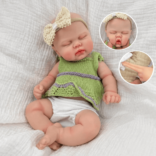 30 cm realistische Silikon Reborn Puppe Gurke Mädchen im grünen Pullover