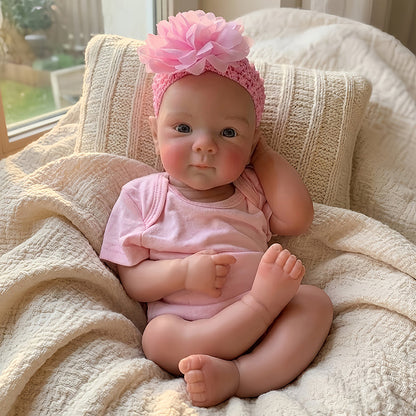 45cm (18 Zoll) realistisches Reborn Babypuppen Mädchen Bettie aus Vollsilikon im rosa Body