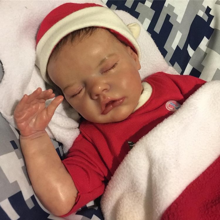 17 Zoll Reborn Puppen mit geschlossenen Augen und Weihnachtsschlafsack - Zwilling B