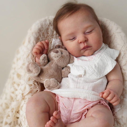 20 Zoll Reborn Puppen mit geschlossenen Augen und Haaren-Peaches