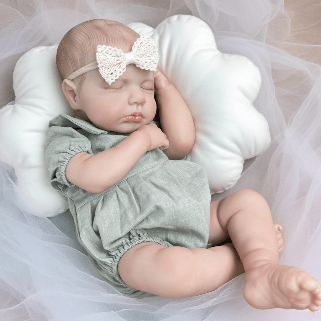 20 Zoll schlafende LouLou Reborn Puppe Mädchen in blauer Kleidung