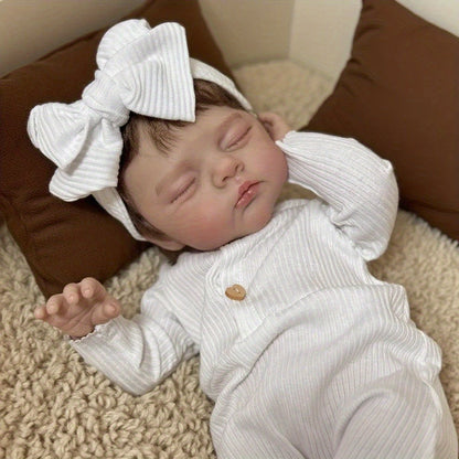 19 Zoll 3D-bemalte Reborn-Puppe Irys mit geschlossenen Augen und kurzem Haar