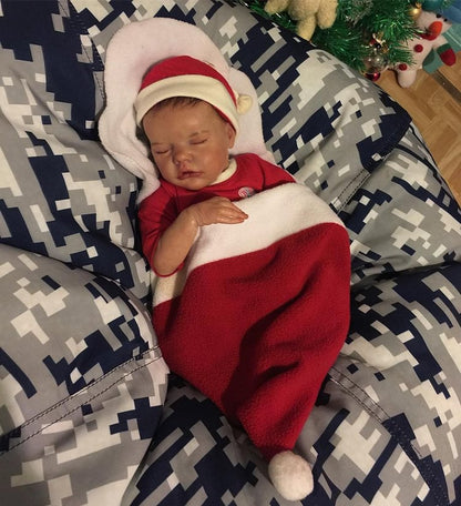 17 Zoll Reborn Puppen mit geschlossenen Augen und Weihnachtsschlafsack - Zwilling B