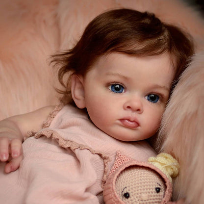 22 Zoll Magda Braun Haar Offene Augen Reborn Puppe Mädchen-Tutti