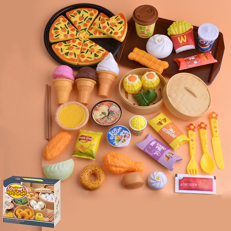 Simulación de la casa de juego infantil juguetes de cocina chino y comida occidental 40 piezas
