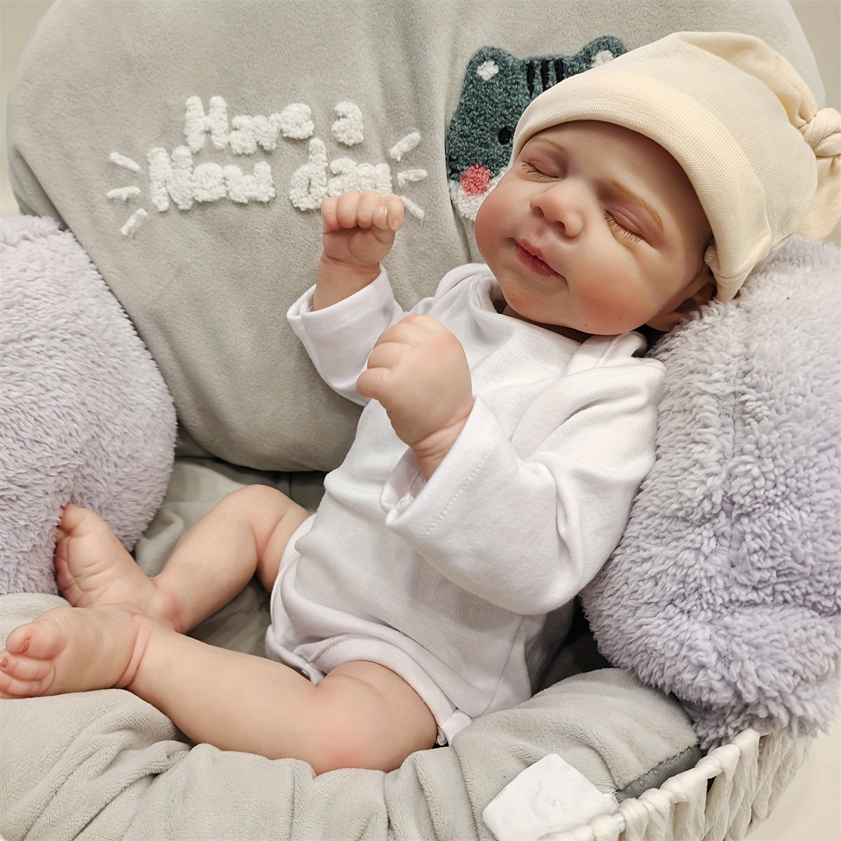 19 Zoll lebensechte Reborn Puppe mit geschlossenen Augen Jungen/Mädchen
