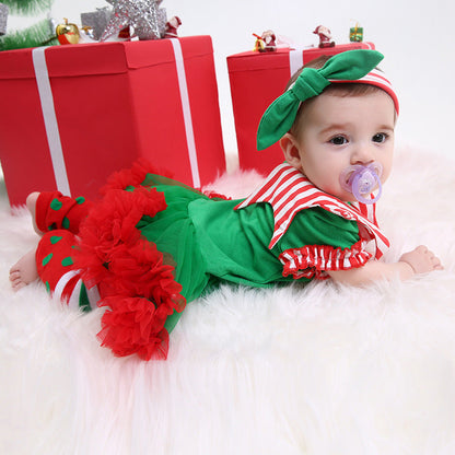 3-teiliges Süßes Weihnachtskleid für 21-23 Zoll Reborn Puppen