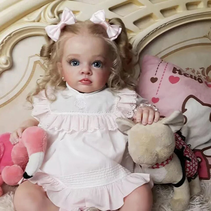 24 Zoll Zona Lockige haare Offene Augen Reborn Puppe Mädchen-Tutti