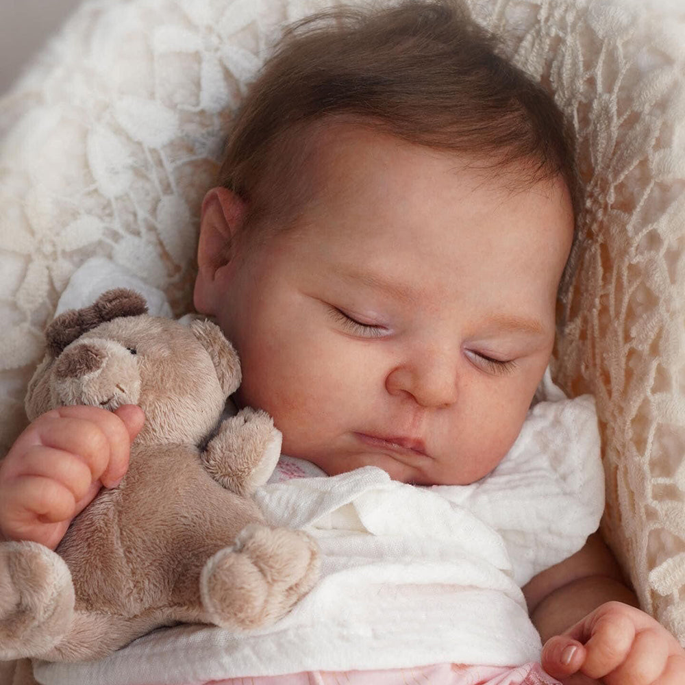20 Zoll Reborn Puppen mit geschlossenen Augen und Haaren-Peaches