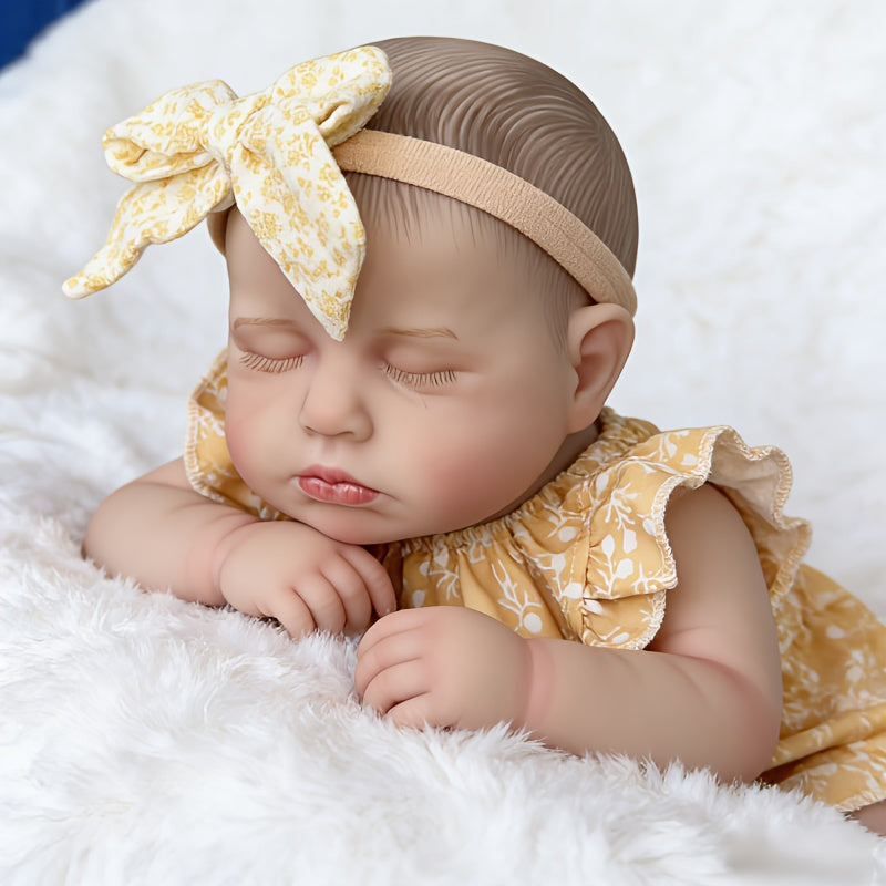 20 Zoll weiches Loulou Reborn Babypuppe Mädchen im Schlafanzug mit gelbem Blumenmuster