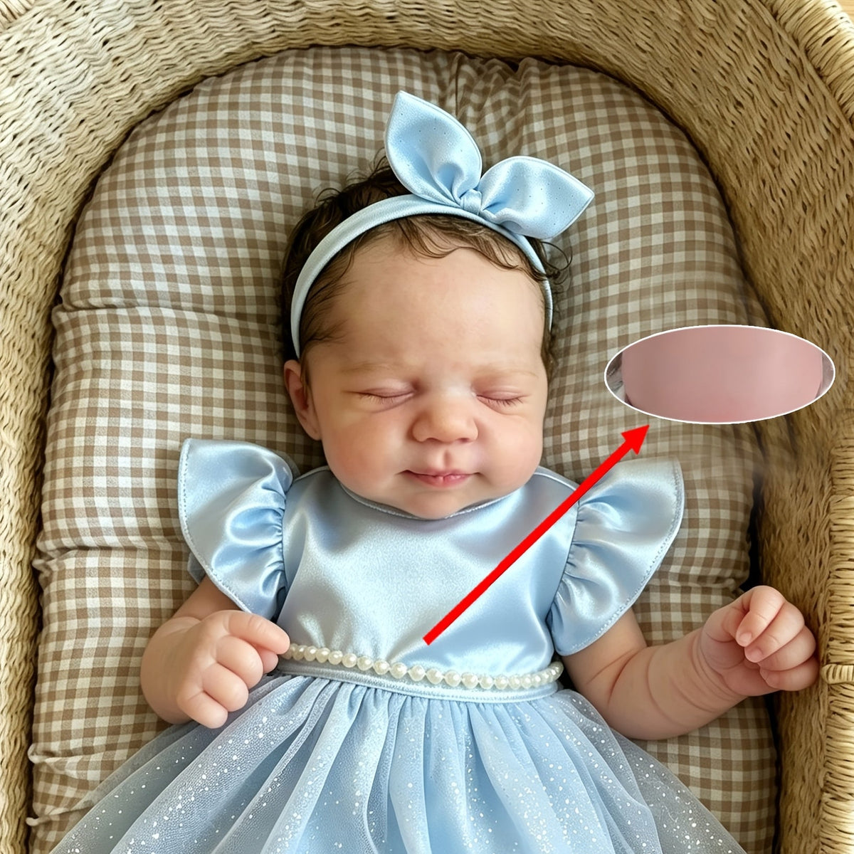48 cm süßes schlafendes Reborn Baby Pascale im blauen Kleid
