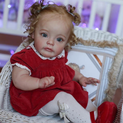 24 Zoll Reborn-Puppen mit offenen Augen und rotem Kleid - Suesue