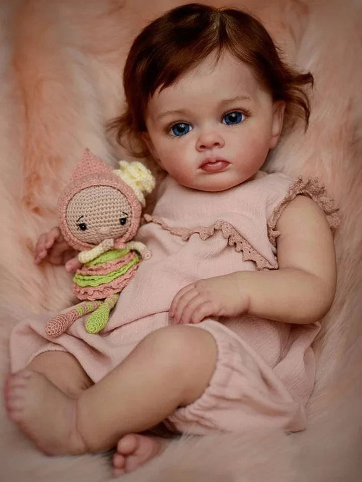 22 Zoll Magda Braun Haar Offene Augen Reborn Puppe Mädchen-Tutti