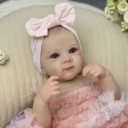 48 cm Bettie Reborn BabypuppeMädchen mit offenen Augen im rosa Kleid