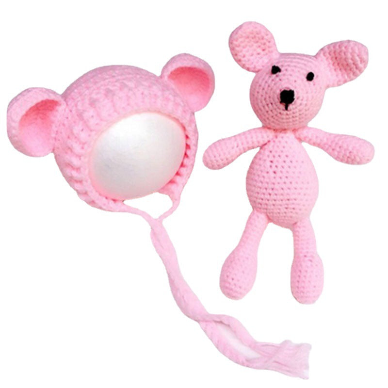 Süßer Bär Strickmütze und Spielzeug 2-teiliges Set