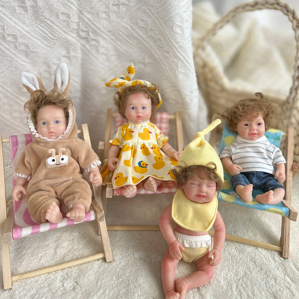6 Zoll offene Augen kurzes Haar Mini Vollsilikon Reborn Puppe
