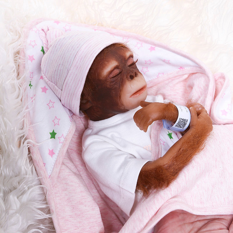 48CM Neugeborene Affen Puppe Orang Utans Lebensechte Realistische Reborn Puppe