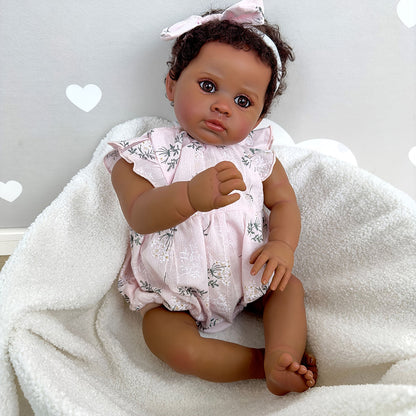 60 cm afroamerikanische Reborn Kirsche mit offenen Augen – kuschelig
