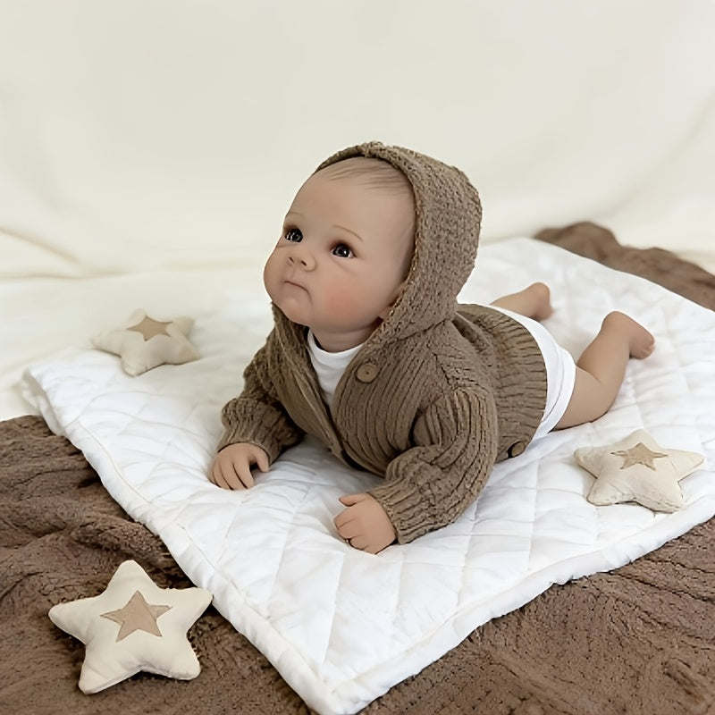 48cm realistische Bettie Reborn-Babypuppe mit offenen Augen im braunen Pullover