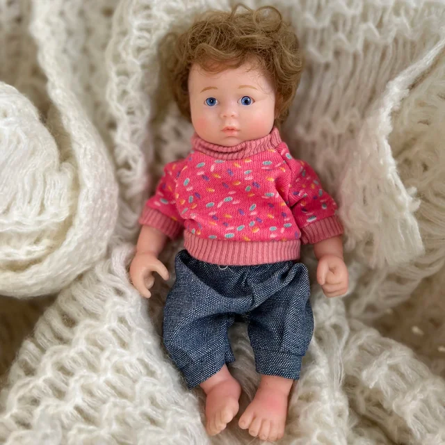 6 Zoll offene Augen kurzes Haar Mini Vollsilikon Reborn Puppe