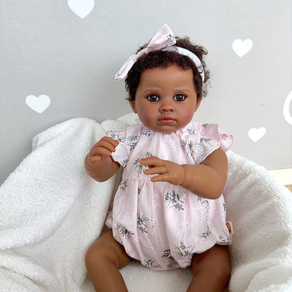 60 cm afroamerikanische Reborn Kirsche mit offenen Augen – kuschelig