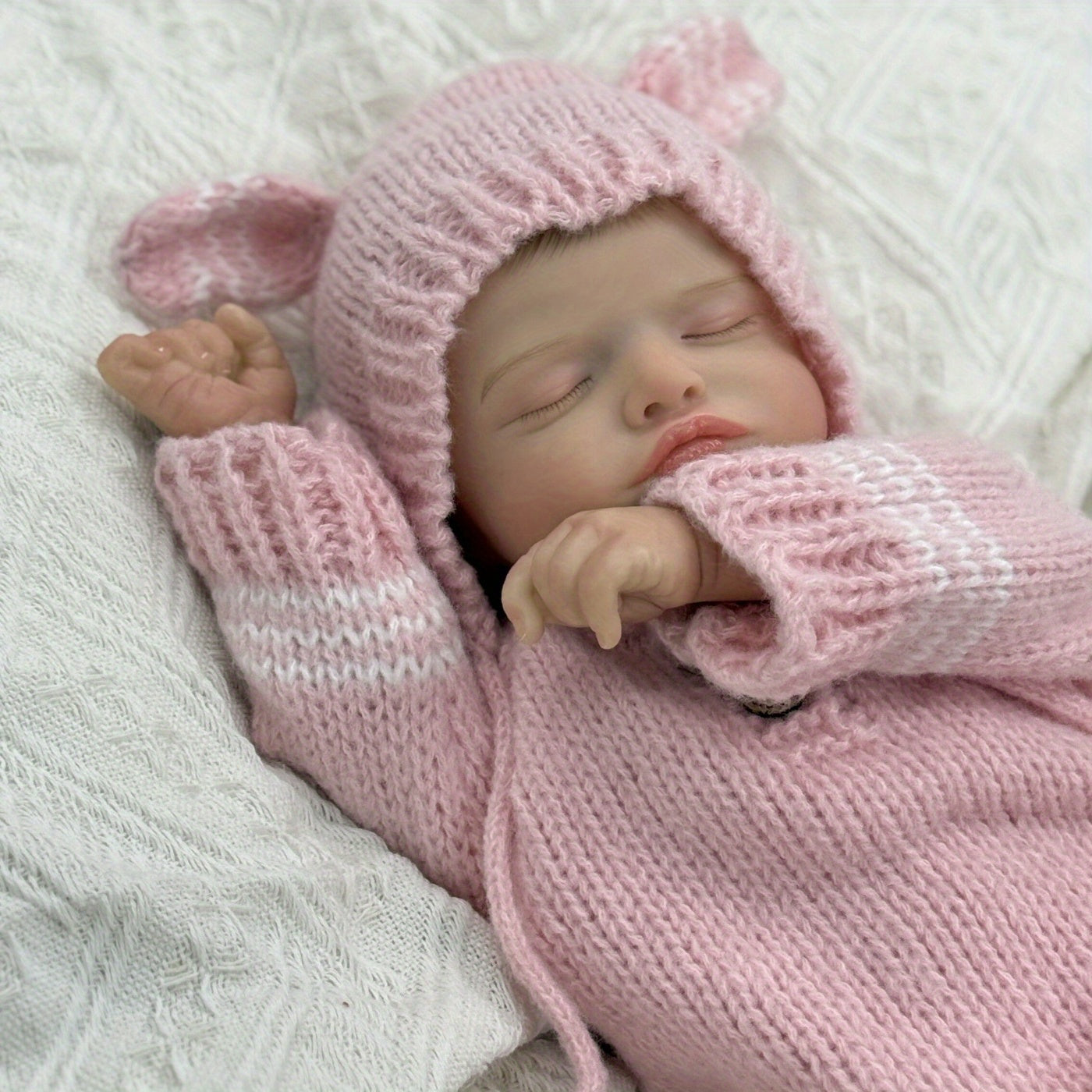 20 Zoll 3D-bemalte Rosalie Reborn-Puppe Mädchen in rosa Strickkleidung