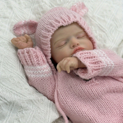20 Zoll 3D-bemalte Rosalie Reborn-Puppe Mädchen in rosa Strickkleidung