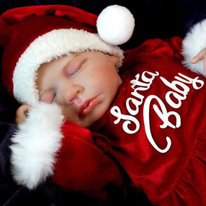 20 Zoll geschlossene Augen Loulou Reborn Puppe Mädchen im Weihnachtskleid