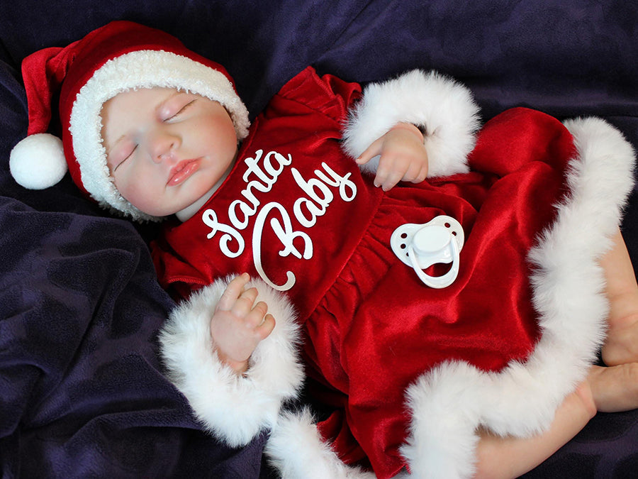 20 Zoll geschlossene Augen Loulou Reborn Puppe Mädchen im Weihnachtskleid