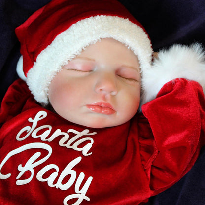 20 Zoll geschlossene Augen Loulou Reborn Puppe Mädchen im Weihnachtskleid