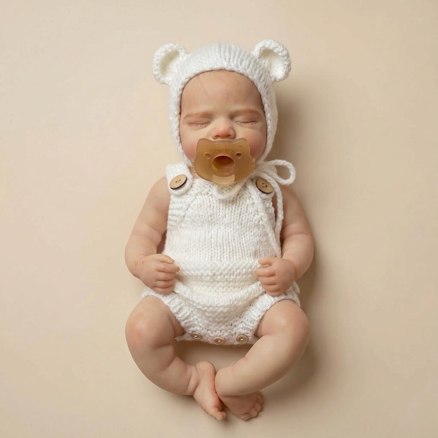 30 cm Pascale Reborn Puppe aus Vollsilikon in weißem Outfit