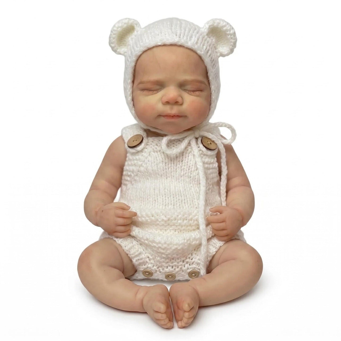 30 cm Pascale Reborn Puppe aus Vollsilikon in weißem Outfit