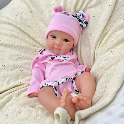45 cm lebensechte Bettie Reborn Puppe aus Vollsilikon in rosa Outfits