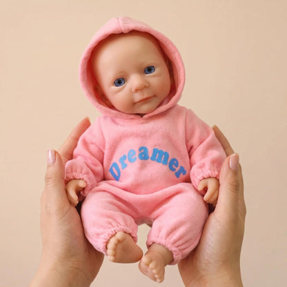 30 cm Felicia Reborn Babypuppe aus Vollsilikon in rosa Outfits